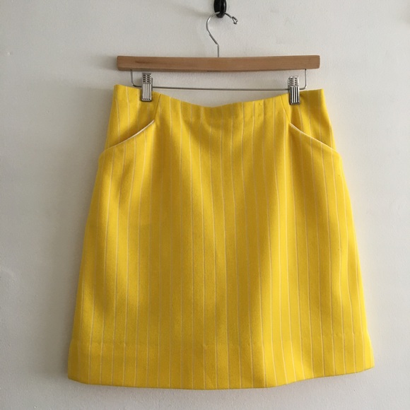 Vintage Dresses & Skirts - 60s Mod Yellow Striped Skort Mini Skirt Tennis Skirt
